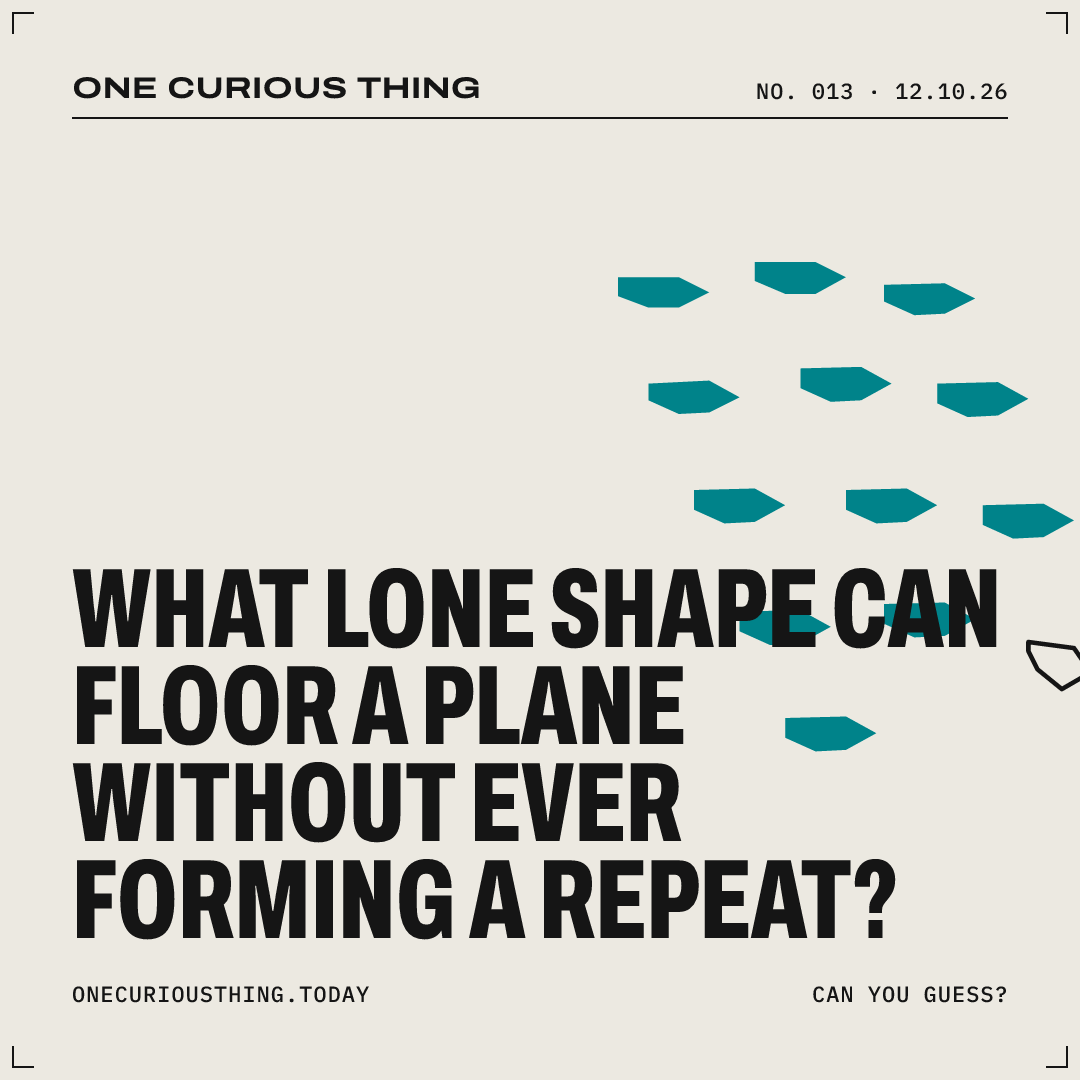 Poster asking: What lone shape can floor a plane without ever forming a repeat?